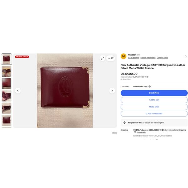 5263-Ví nam-CARTIER vintage men’s wallet-Đã sử dụng12