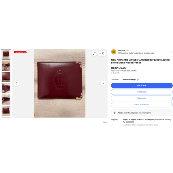 5257-Ví nam-CARTIER men’s vintage wallet-Gần như mới9