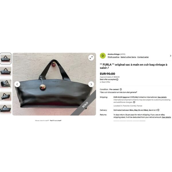 5240-Túi xách tay-FURLA Nude Boat Shaped Matte Leather handbag-Đã sử dụng16