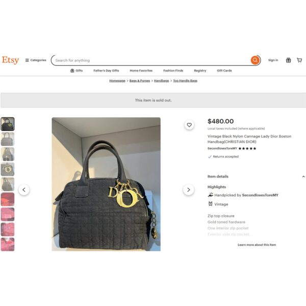 5268-Túi xách tay-CHRISTIAN DIOR Canage Lady Dior Boston vintage bag-Khá mới20