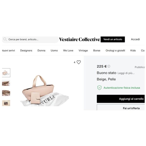 5240-Túi xách tay-FURLA Nude Boat Shaped Matte Leather handbag-Đã sử dụng15
