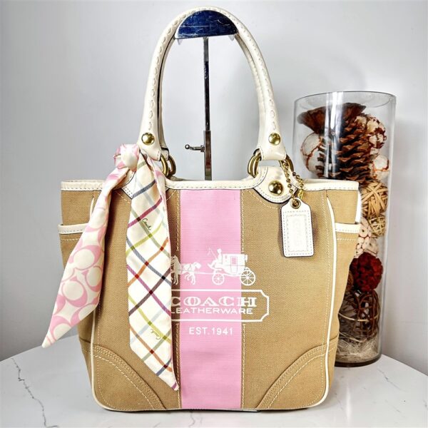 5299-Túi xách tay-COACH Canvas Limited Edition Bleecker Heritage Stripe bag-Khá mới2