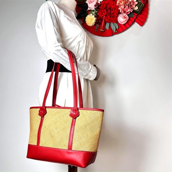 5311-Túi đeo vai/xách tay-COLE HAAN leather and straw tote bag-Như mới2