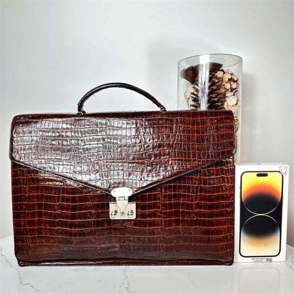 5340-Cặp nam-GIANNI VERSACE vintage crocodile embossed leather briefcase18