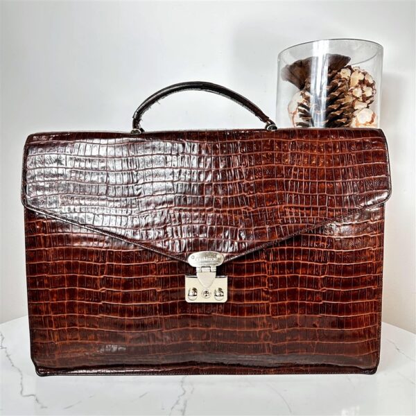 5340-Cặp nam-GIANNI VERSACE vintage crocodile embossed leather briefcase1