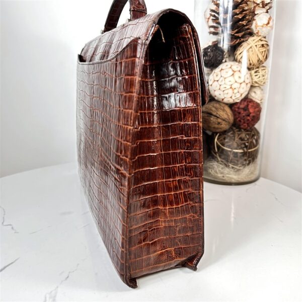 5340-Cặp nam-GIANNI VERSACE vintage crocodile embossed leather briefcase4