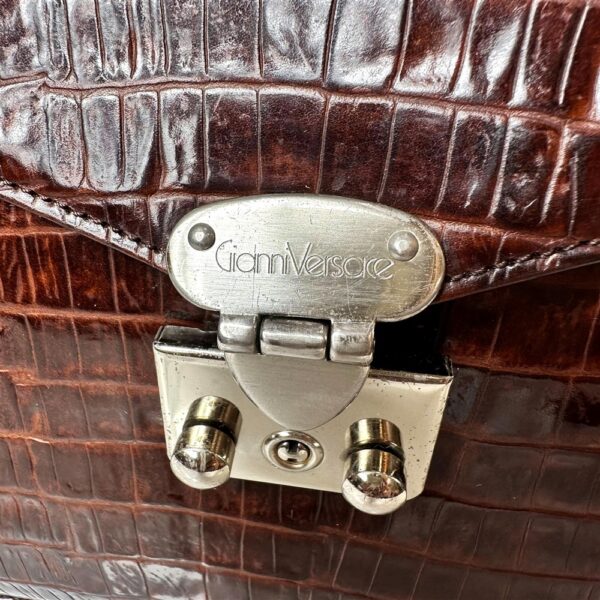 5340-Cặp nam-GIANNI VERSACE vintage crocodile embossed leather briefcase9