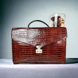 5340-Cặp nam-GIANNI VERSACE vintage crocodile embossed leather briefcase