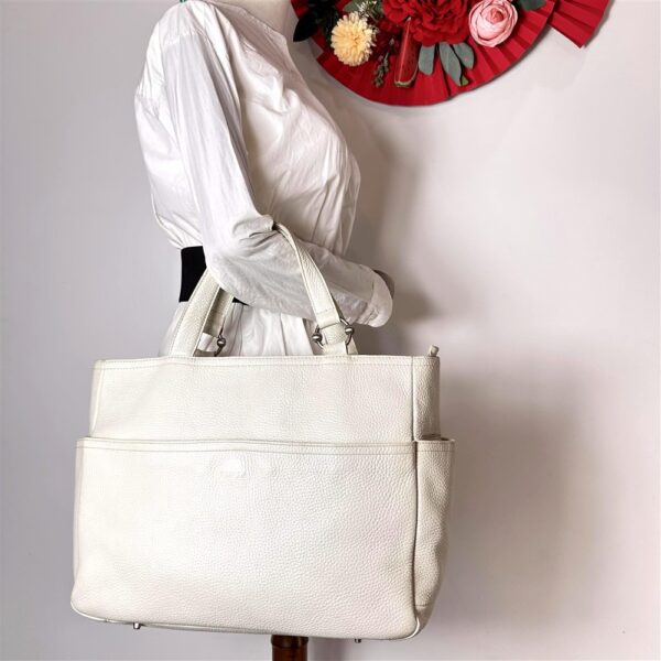 5359-Túi xách tay-FURLA white leather tote bag1