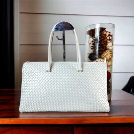 5379-Túi xách tay-White mesh leather handbag