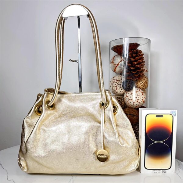 5381-Túi xách tay/đeo vai-FURLA gold metallic carmen shopper bag-Khá mới21