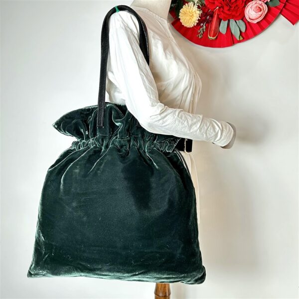 5398-Túi đeo vai/xách tay-IKOT green velvet tote bag1