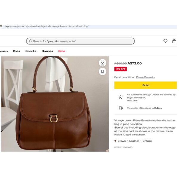 5362-Túi xách tay-PIERRE BALMAIN leather vintage handbag-Đã sử dụng16
