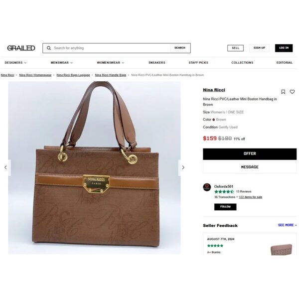 5314-Túi xách tay-NINA RICCI leather handbag-Gần như mới15