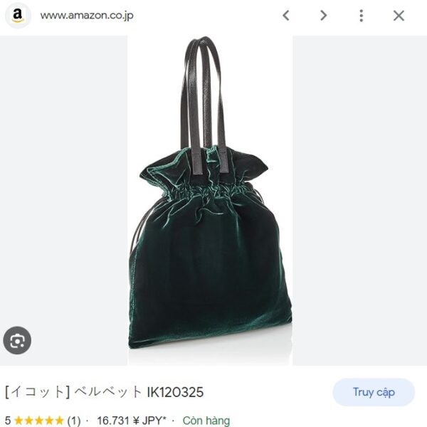 5398-Túi đeo vai/xách tay-IKOT green velvet tote bag14