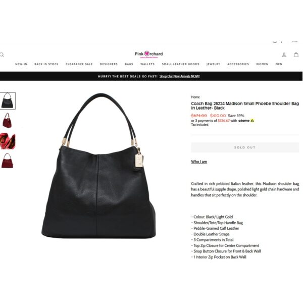 5385-Túi xách tay/đeo vai-COACH Phoebe pink leather shoulder bag-Như mới24