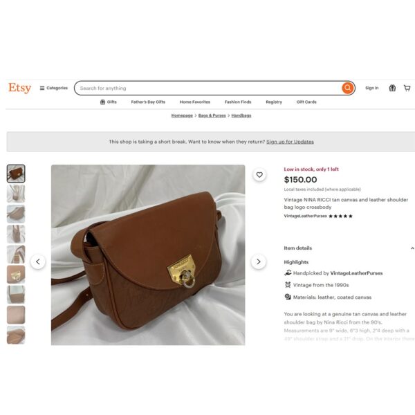 5309-Túi đeo chéo-NINA RICCI canvas leather crossbody bag-Đã sử dụng/Khá sạch15