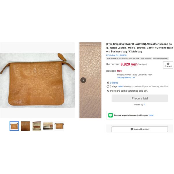 5363-Túi cầm tay nam/nữ-POLO RALPH LAUREN leather vintage clutch-Đã sử dụng/Khá sạch17