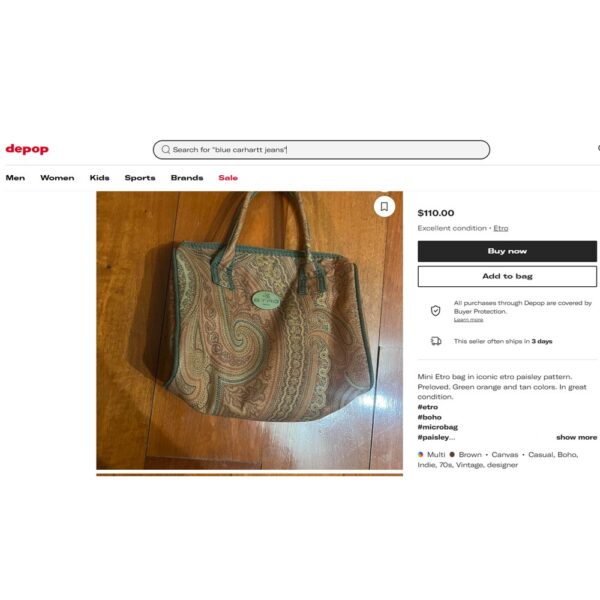 5318-Túi xách tay-ETRO Profumi cloth handbag-Như mới12