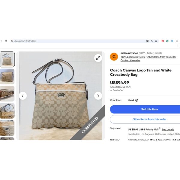5352-Túi đeo chéo-COACH signature canvas crossbody bag-Đã sử dụng/Khá sạch17