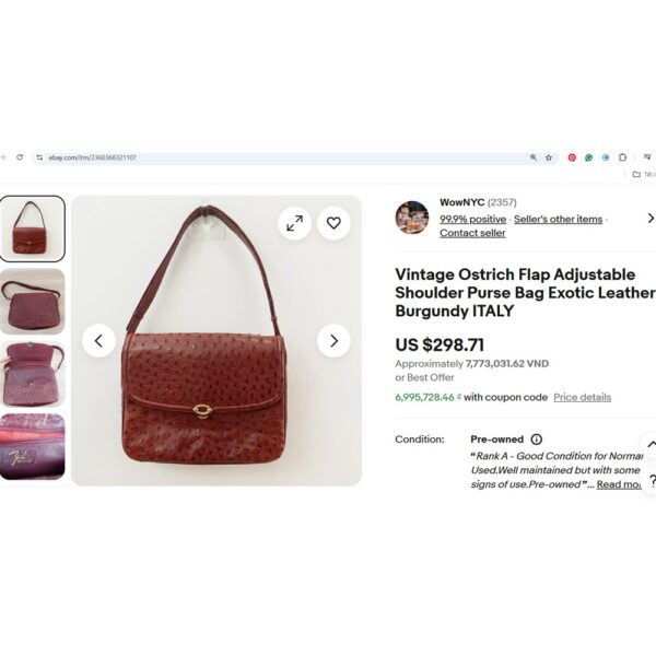 5375-Túi đeo vai/xách tay-Ostrich leather shoulder bag-Khá mới20