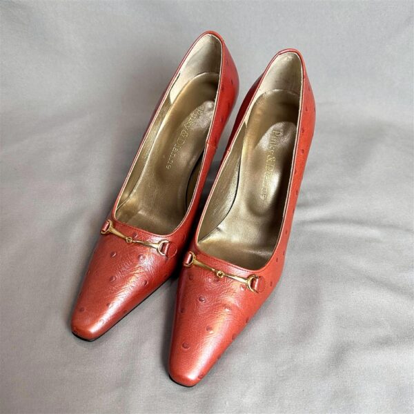 3991-Size 35(22cm)-PINKY&DIANNE ostrich embossed pumps-Giầy nữ-Khá mới2