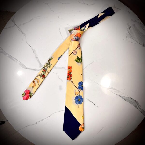 1260-Caravat-CARTIER Paris Flower vintage tie-Khá mới6