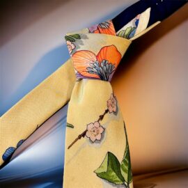 1260-Caravat-CARTIER Paris Flower vintage tie-Khá mới