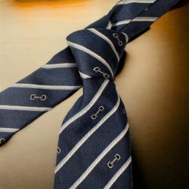 1268-Caravat-GUCCI vintage logo tie-Khá mới