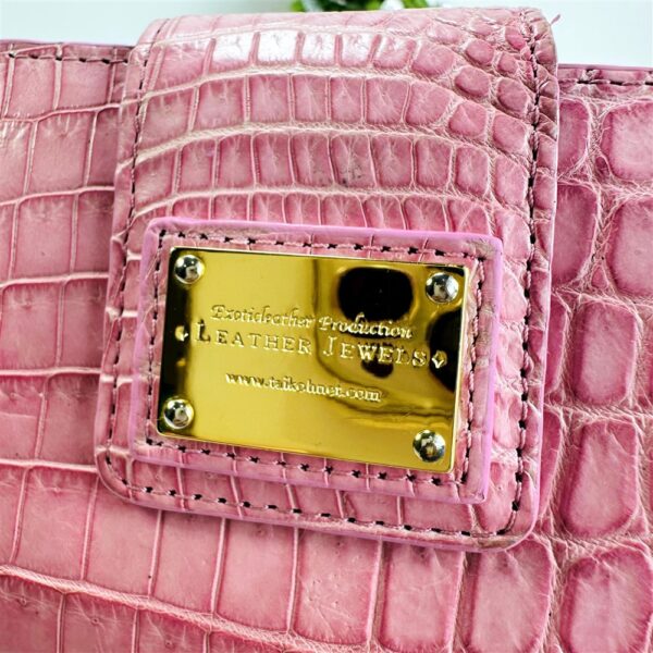 5403-Ví chữ nhật nữ-LEATHER JEWELS Bifold crocodile leather pink wallet-Khá mới2