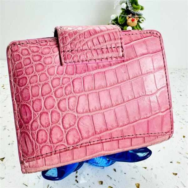 5403-Ví chữ nhật nữ-LEATHER JEWELS Bifold crocodile leather pink wallet-Khá mới1
