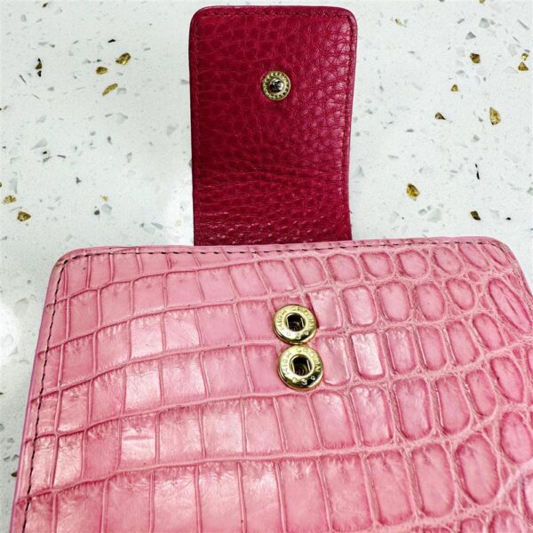 5403-Ví chữ nhật nữ-LEATHER JEWELS Bifold crocodile leather pink wallet-Khá mới8