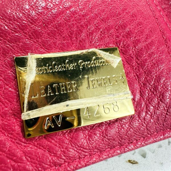 5403-Ví chữ nhật nữ-LEATHER JEWELS Bifold crocodile leather pink wallet-Khá mới14