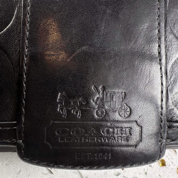 5416-Ví dài nữ-COACH black leather flap wallet-Đã sử dụng1