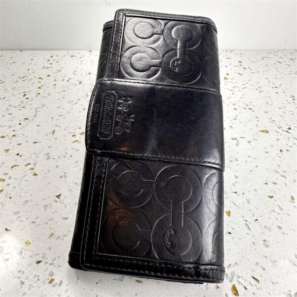 5416-Ví dài nữ-COACH black leather flap wallet-Đã sử dụng2
