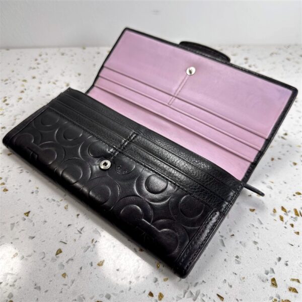 5416-Ví dài nữ-COACH black leather flap wallet-Đã sử dụng10