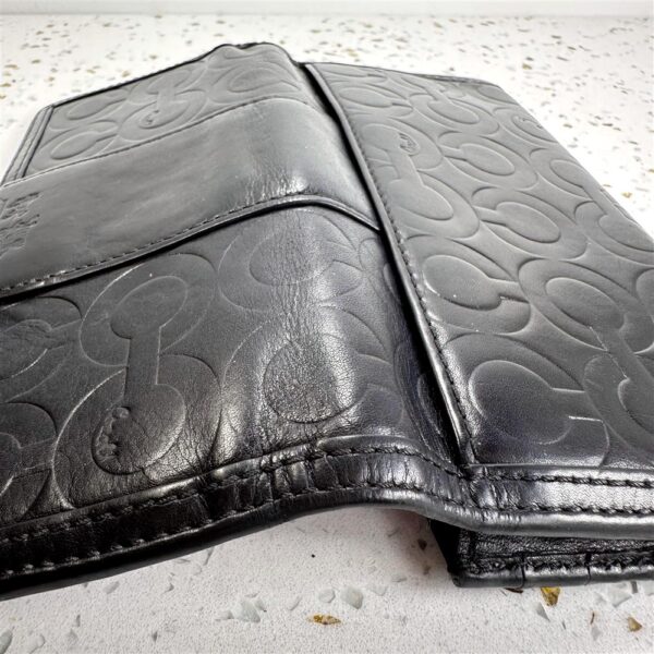 5416-Ví dài nữ-COACH black leather flap wallet-Đã sử dụng6