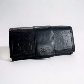 5416-Ví dài nữ-COACH black leather flap wallet-Đã sử dụng