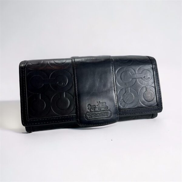 5416-Ví dài nữ-COACH black leather flap wallet-Đã sử dụng0