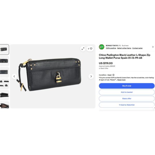 5410-Ví dài nữ-CHLOE Paddington Black Leather wallet-Đã sử dụng19