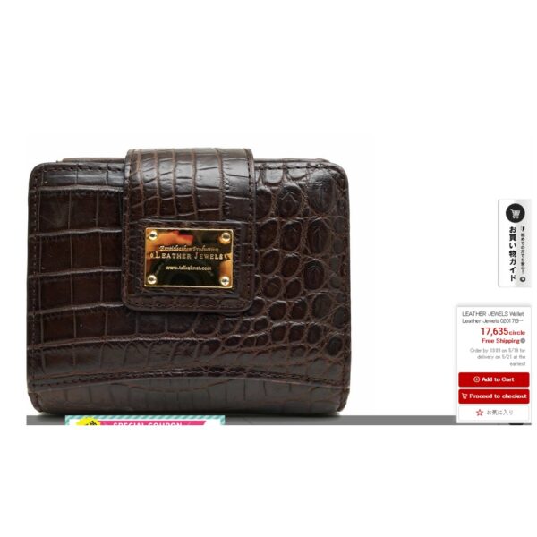 5403-Ví chữ nhật nữ-LEATHER JEWELS Bifold crocodile leather pink wallet-Chưa sử dụng/Gần như mới23