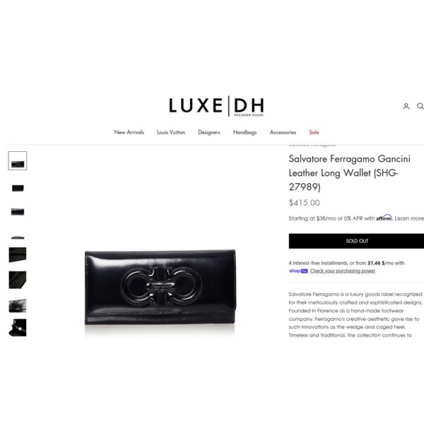 5413-Ví dài nữ-SALVATORE FERRAGAMO black patent leather wallet-Đã sử dụng18