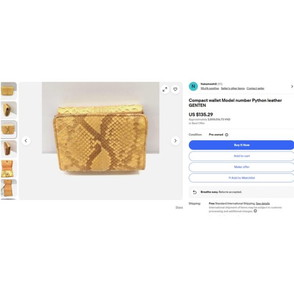 5418-Ví nam-GENTEN python leather wallet-Như mới/Chưa sử dụng6
