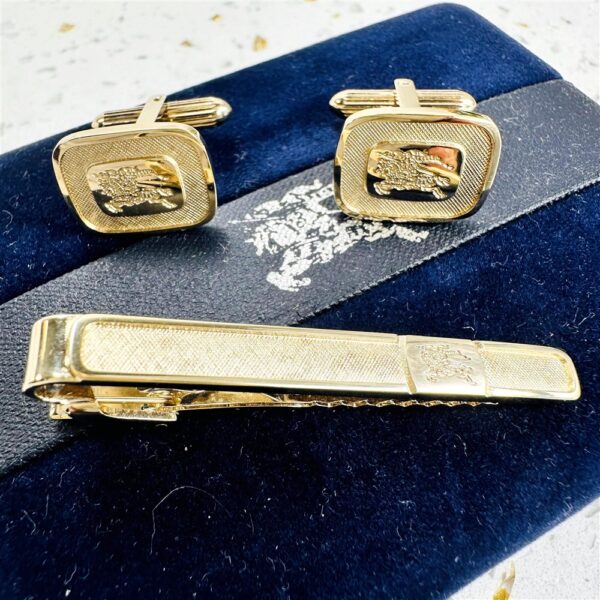 2220-BURBERRYS Silver 925 Cufflinks & Tie Clip-Bộ khuy măng sét + Kẹp cà vạt-Đã sử dụng2