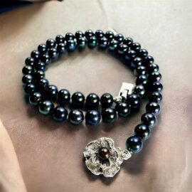 2257-Dây chuyền ngọc trai-Black & Blue Seawater pearl 6.5mm necklace