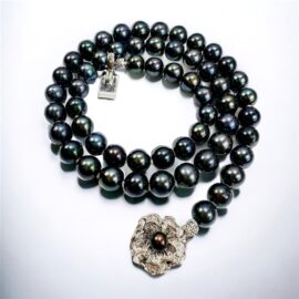 2257-Dây chuyền ngọc trai-Black & Blue seawater pearl 6.5mm necklace