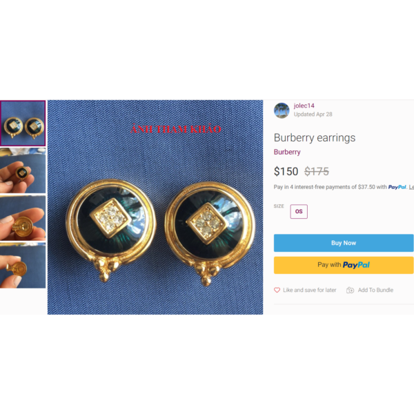 2201-BURBERRY vintage earrings-Bông tai/Hoa tai nữ-Mới/Chưa sử dụng10