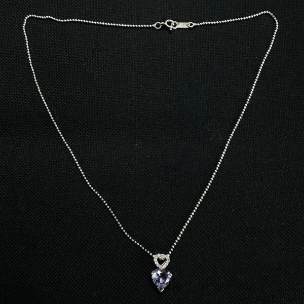 2286-Dây chuyền nữ-Silver and Tanzanite gemstone heart cut necklace-Như mới2