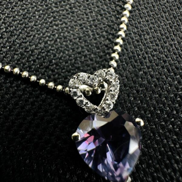2286-Dây chuyền nữ-Silver and Tanzanite gemstone heart cut necklace-Như mới4
