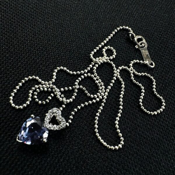 2286-Dây chuyền nữ-Silver and Tanzanite gemstone heart cut necklace-Như mới8